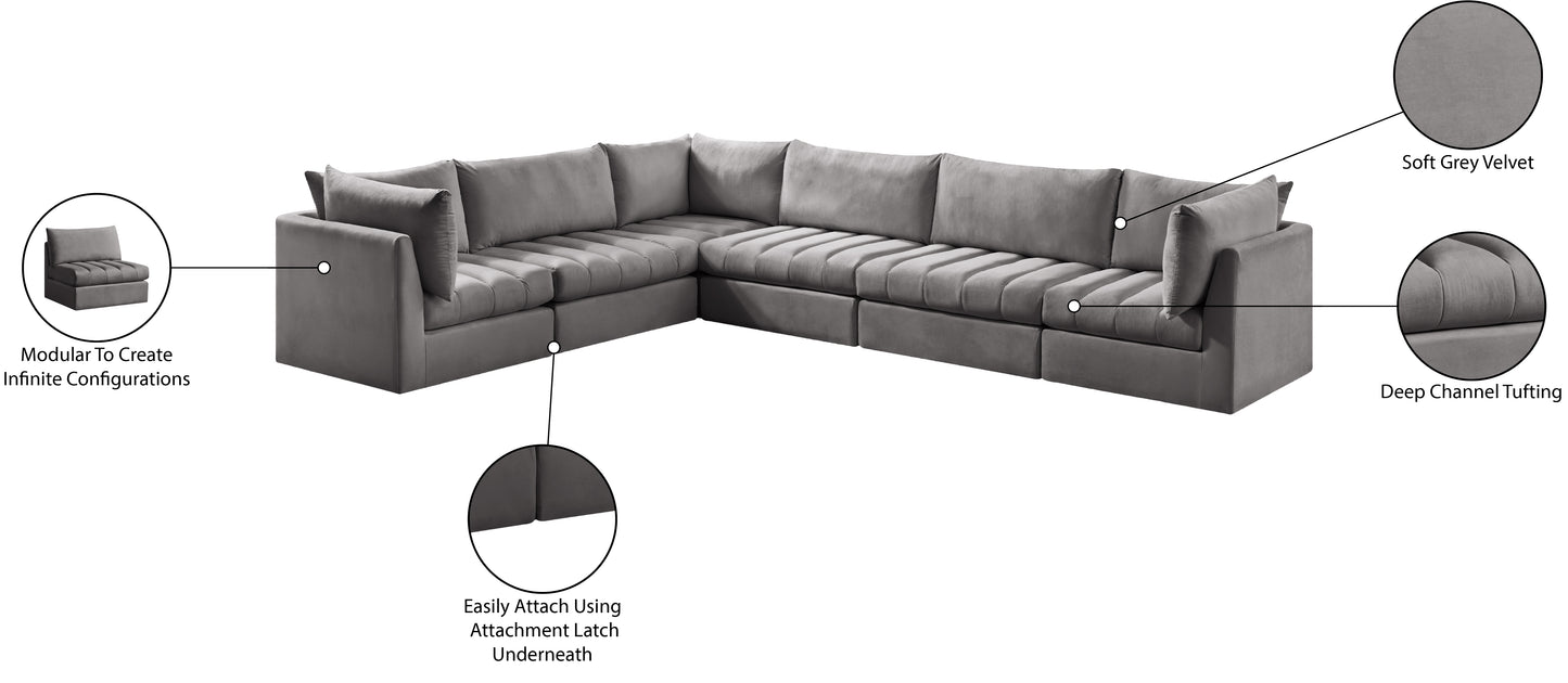 acadia grey velvet modular sectional sec6a