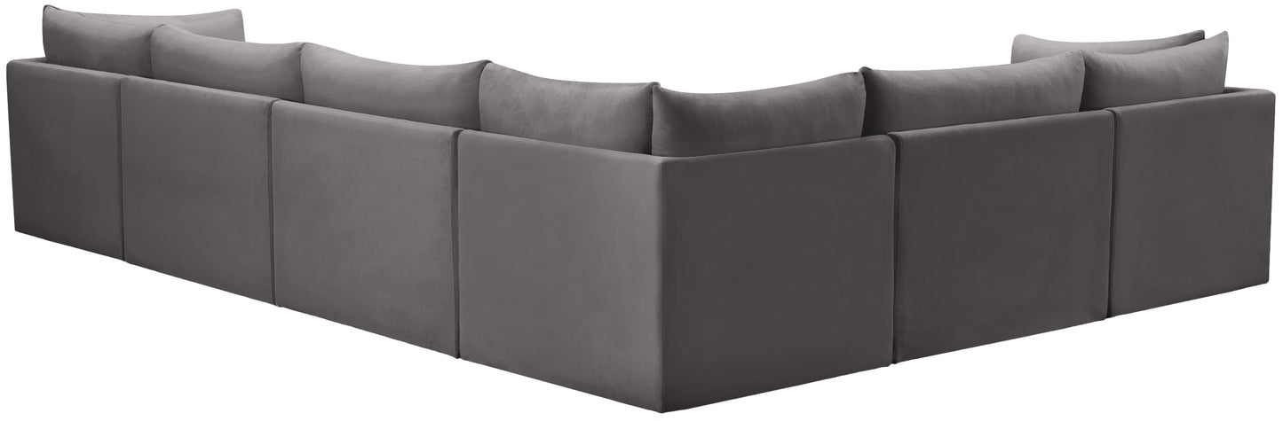 acadia grey velvet modular sectional sec6a