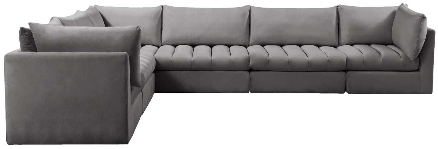 acadia grey velvet modular sectional sec6a