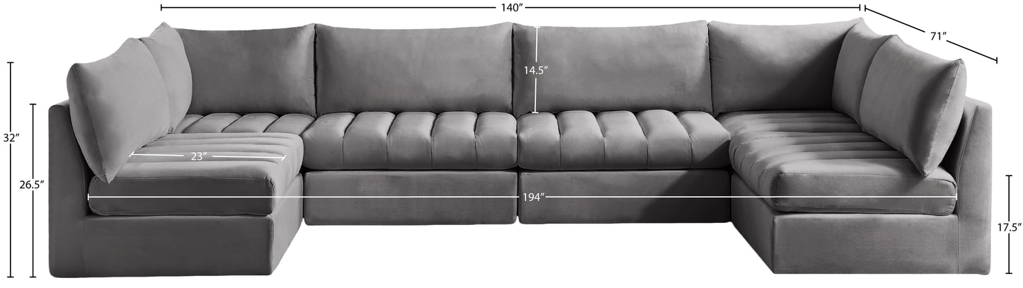 acadia grey velvet modular sectional sec6b