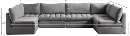 Acadia Grey Velvet Modular Sectional Sec6B