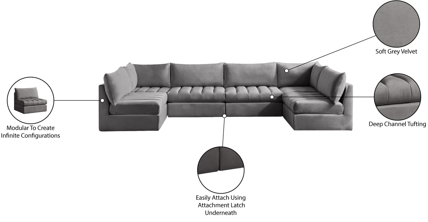 acadia grey velvet modular sectional sec6b