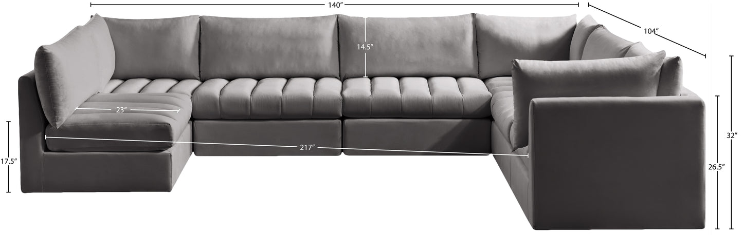 acadia grey velvet modular sectional sec7a