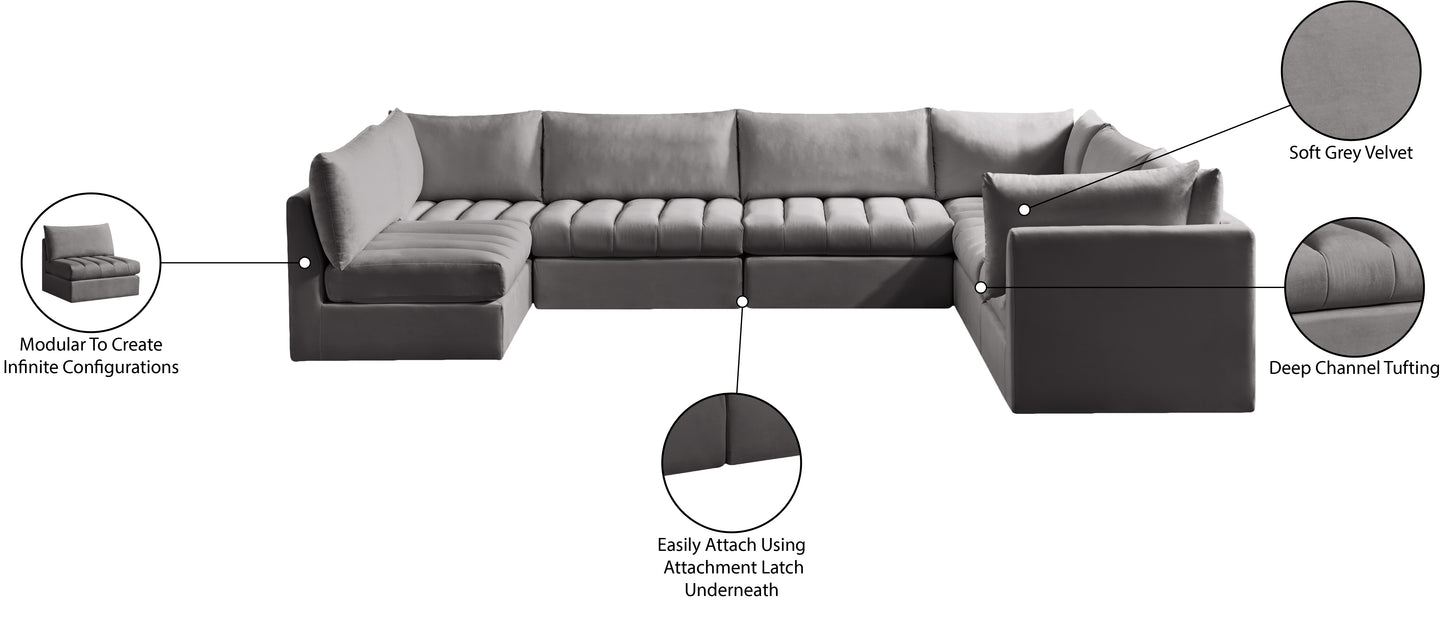 acadia grey velvet modular sectional sec7a