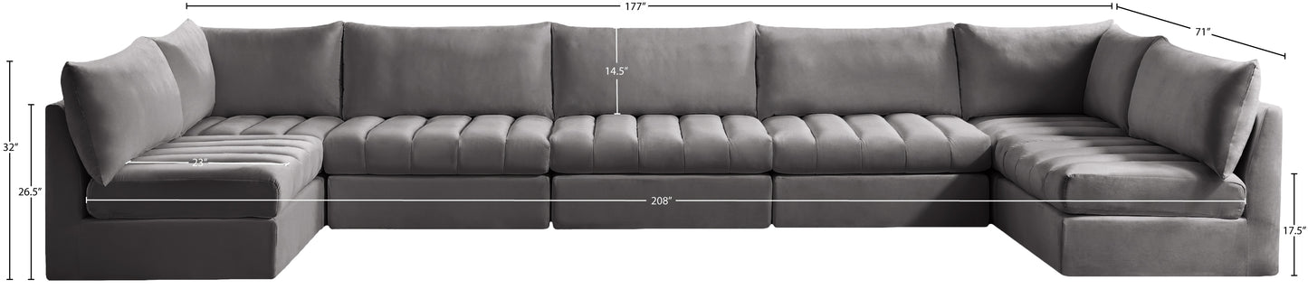 acadia grey velvet modular sectional sec7c