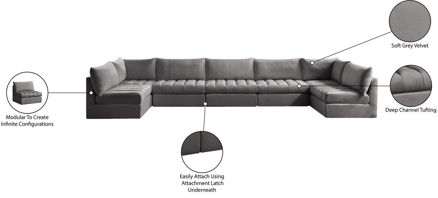 acadia grey velvet modular sectional sec7c