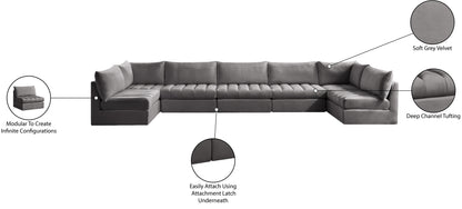 Acadia Grey Velvet Modular Sectional Sec7C