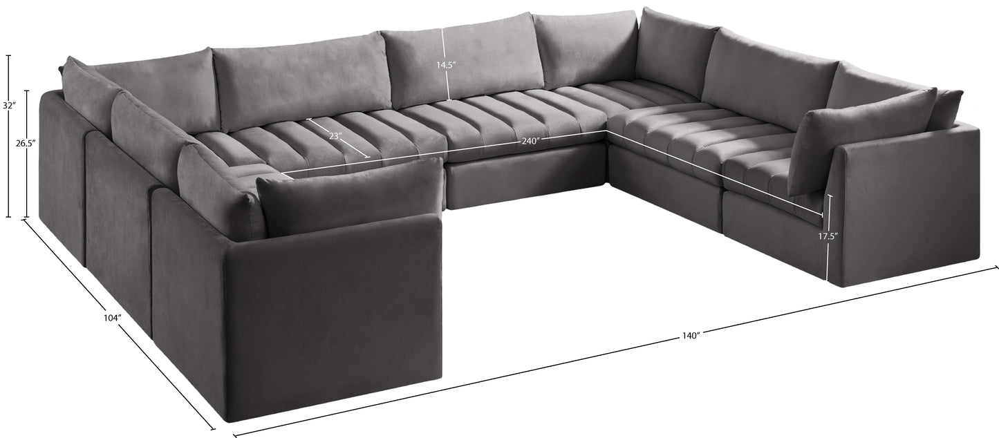 acadia grey velvet modular sectional sec8a