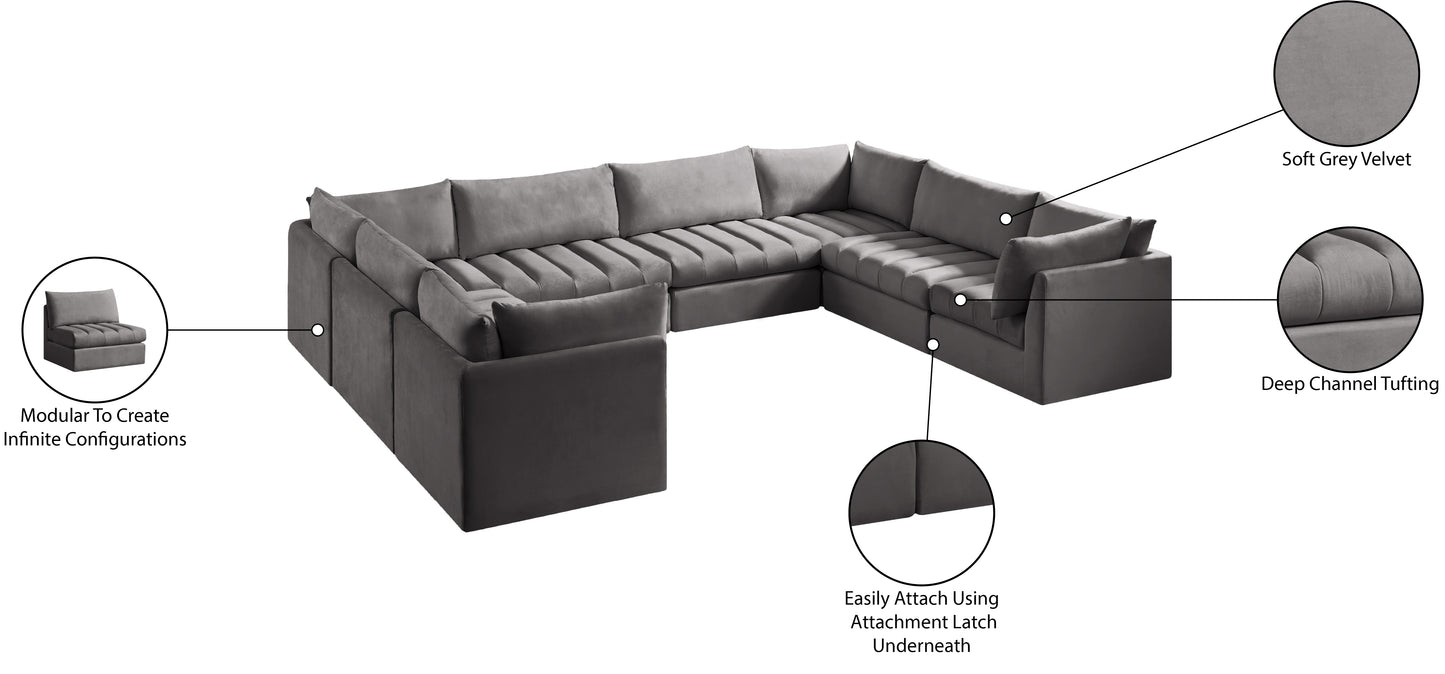 acadia grey velvet modular sectional sec8a