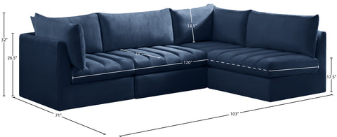 Acadia Navy Velvet Modular Sectional Sec4A