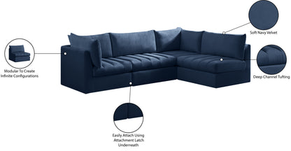 Acadia Navy Velvet Modular Sectional Sec4A