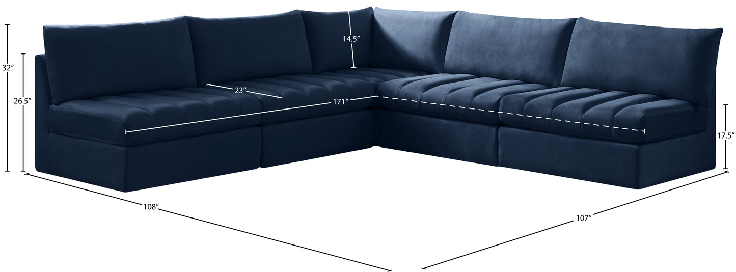 acadia navy velvet modular sectional sec5b