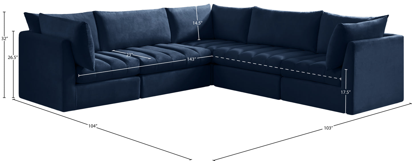 acadia navy velvet modular sectional sec5c