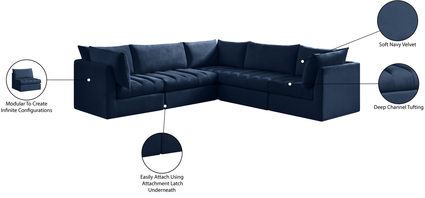 acadia navy velvet modular sectional sec5c