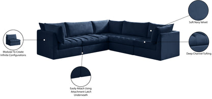 Acadia Navy Velvet Modular Sectional Sec5C