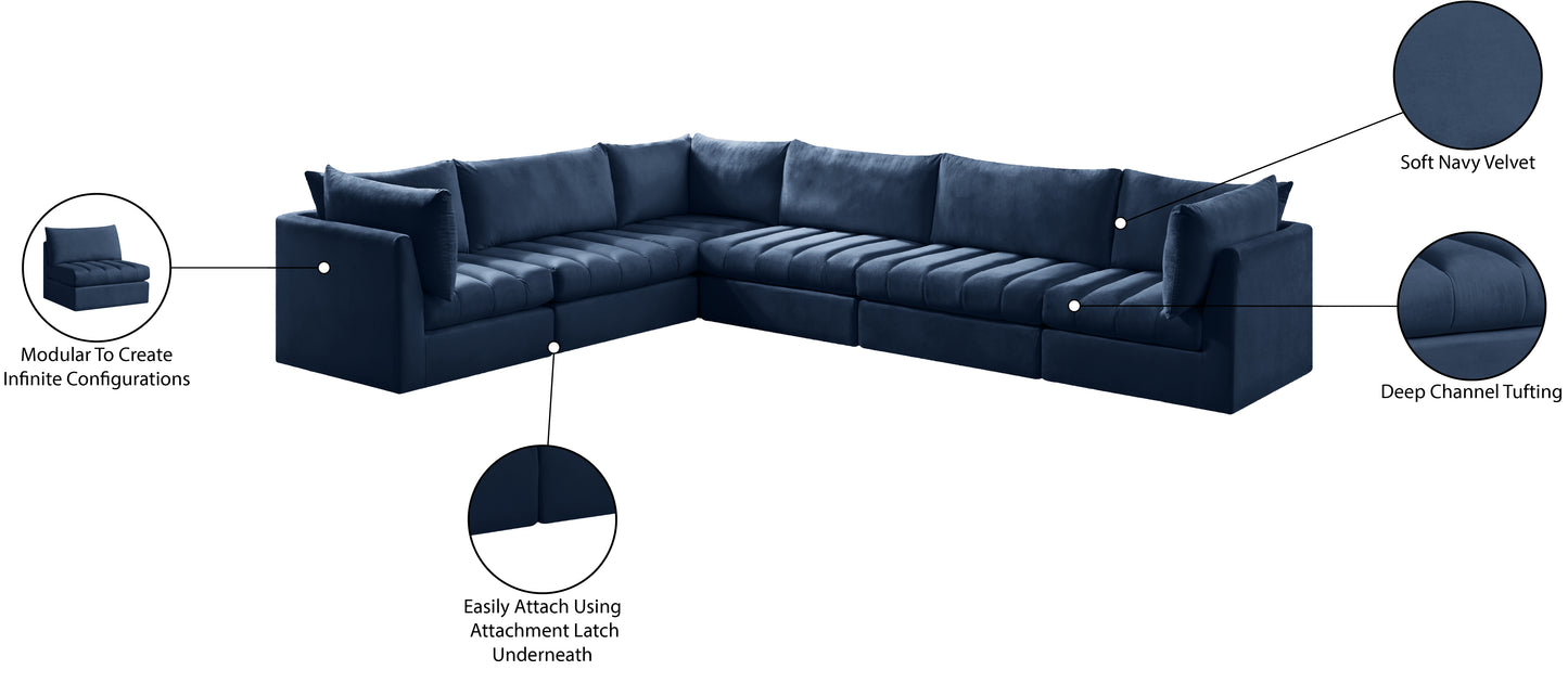 acadia navy velvet modular sectional sec6a