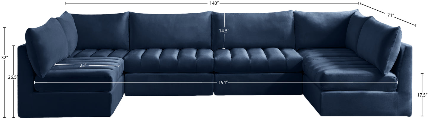 acadia navy velvet modular sectional sec6b