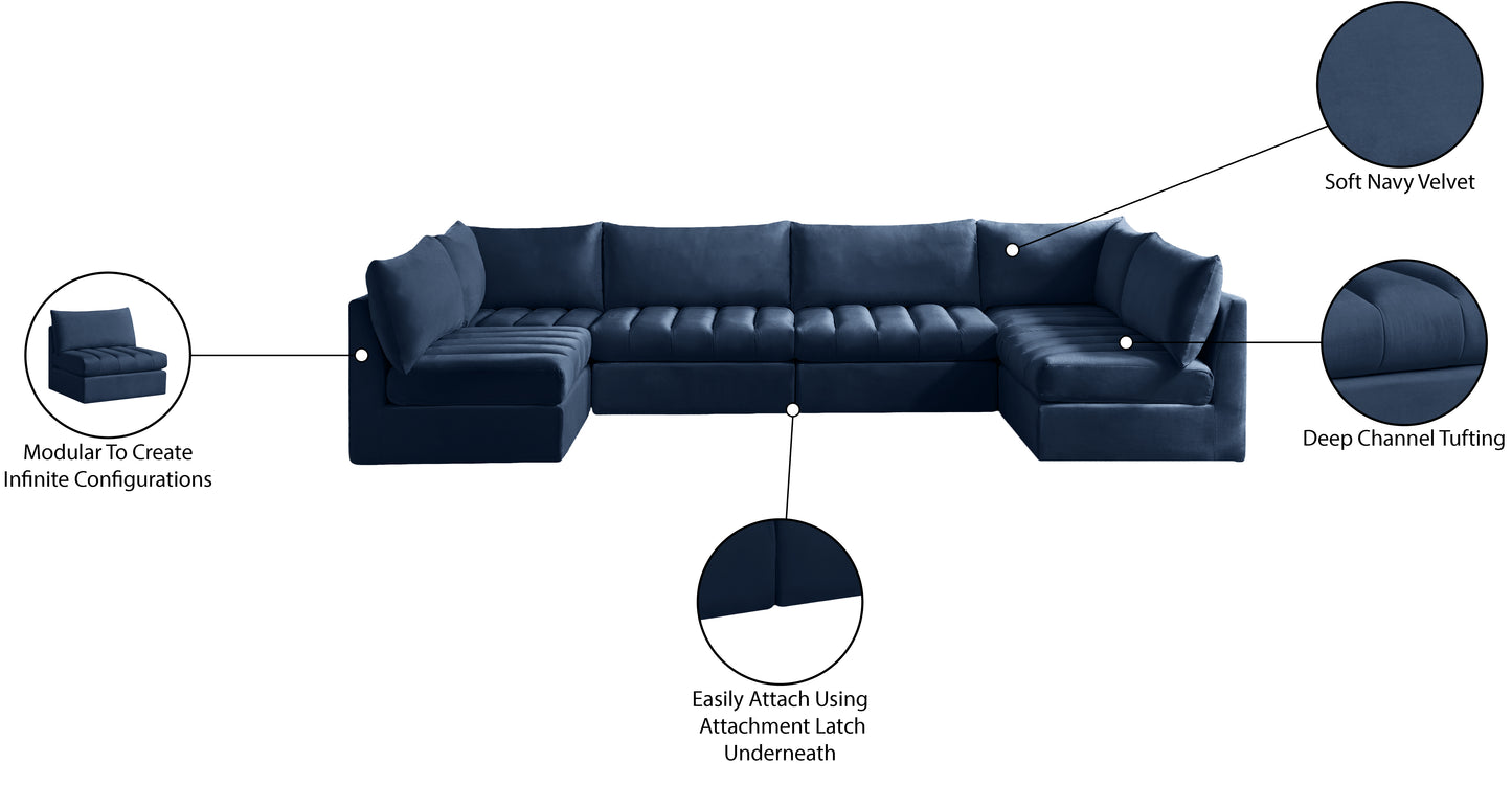 acadia navy velvet modular sectional sec6b