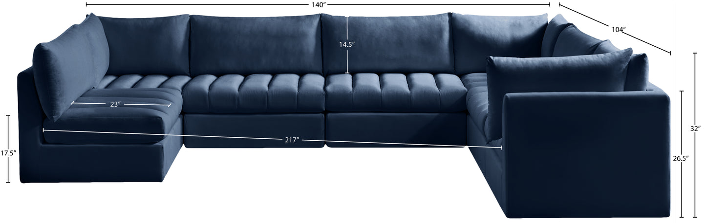 acadia navy velvet modular sectional sec7a