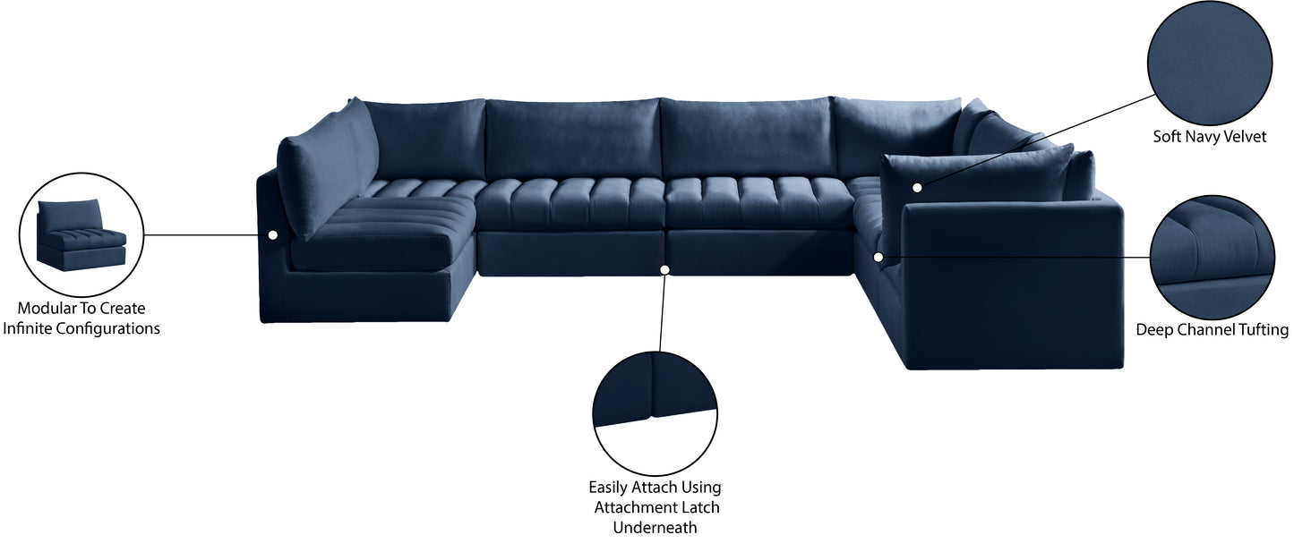 acadia navy velvet modular sectional sec7a