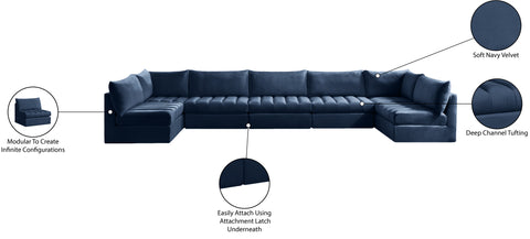 Acadia Navy Velvet Modular Sectional Sec7C