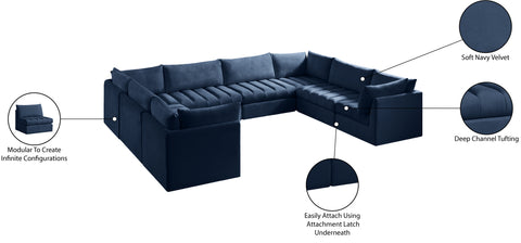 Acadia Navy Velvet Modular Sectional Sec8A