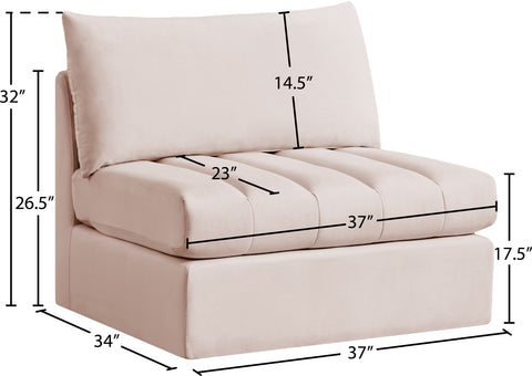 Acadia Pink Velvet Armless Armless