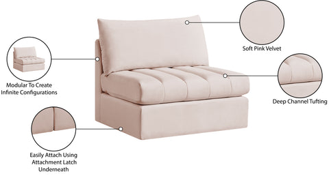 Acadia Pink Velvet Armless Armless