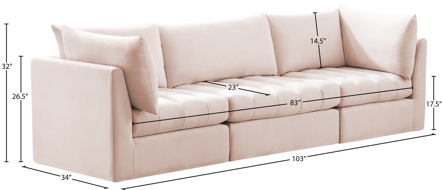 acadia pink velvet modular sofa s103