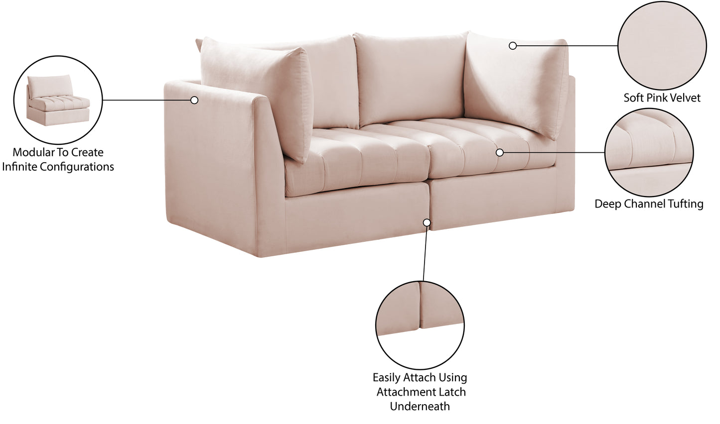 acadia pink velvet modular sofa s66