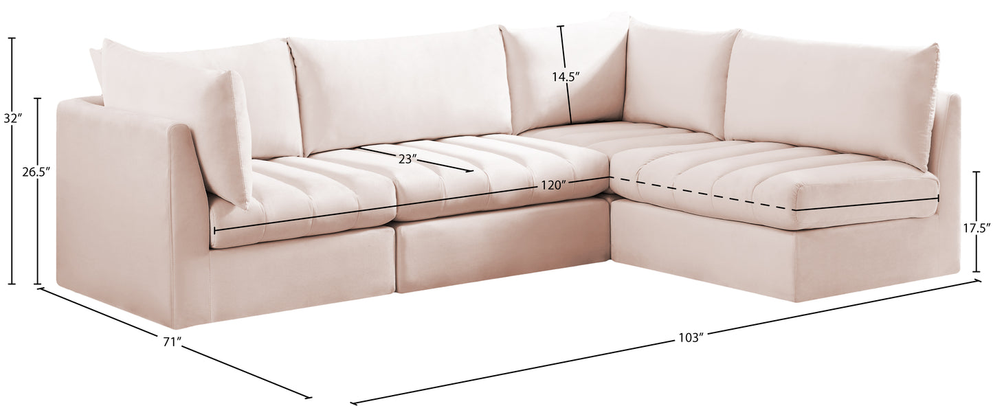 acadia pink velvet modular sectional sec4a