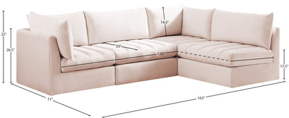 Acadia Pink Velvet Modular Sectional Sec4A