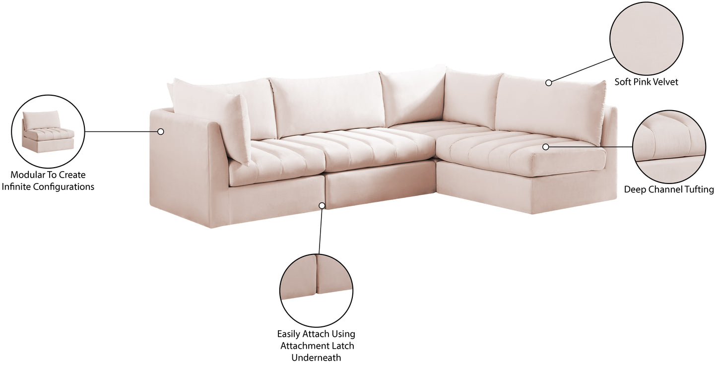 acadia pink velvet modular sectional sec4a