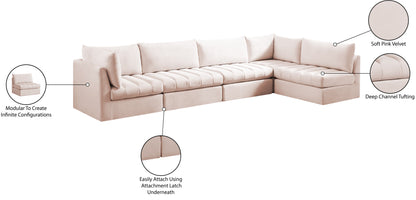 Acadia Pink Velvet Modular Sectional Sec5A