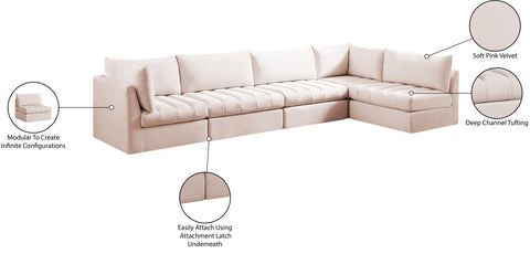 Acadia Pink Velvet Modular Sectional Sec5A