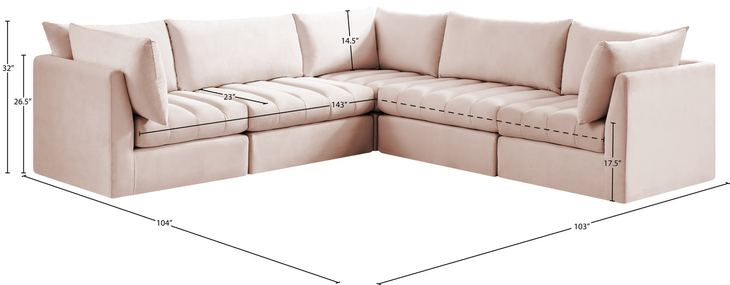 acadia pink velvet modular sectional sec5c