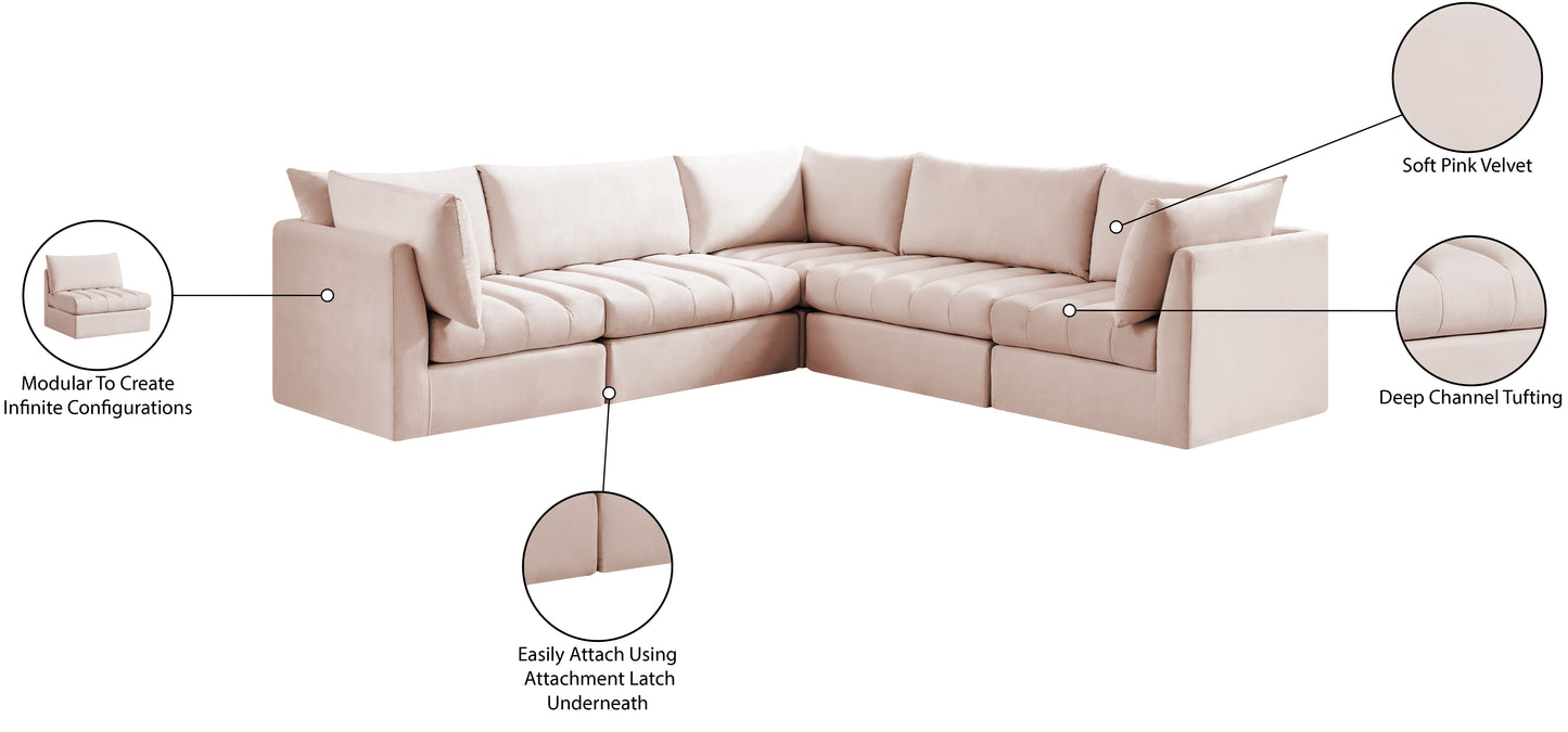 acadia pink velvet modular sectional sec5c