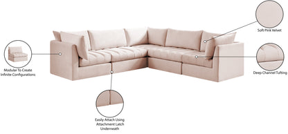 Acadia Pink Velvet Modular Sectional Sec5C