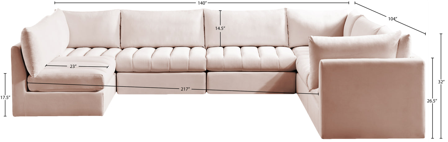 acadia pink velvet modular sectional sec7a