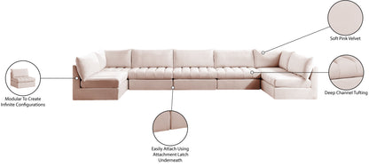 Acadia Pink Velvet Modular Sectional Sec7C