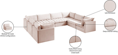 Acadia Pink Velvet Modular Sectional Sec8A