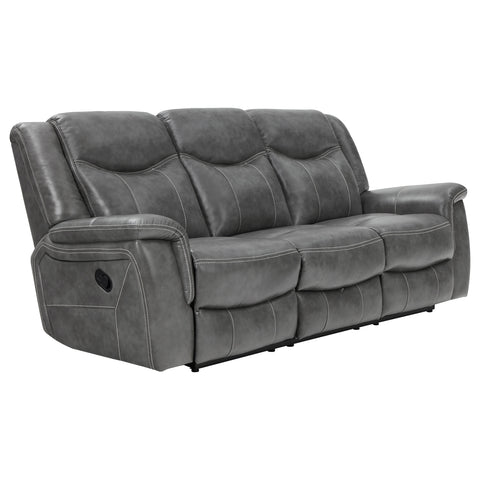 Keaton 3-piece Upholstered Padded Arm Motion Sofa Set GreyGrey