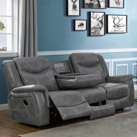 Keaton Upholstered Padded Arm Motion Sofa GreyGrey