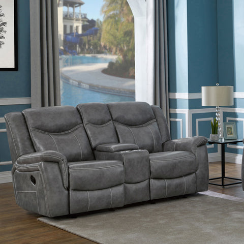 Keaton Upholstered Padded Arm Glider Loveseat GreyGrey