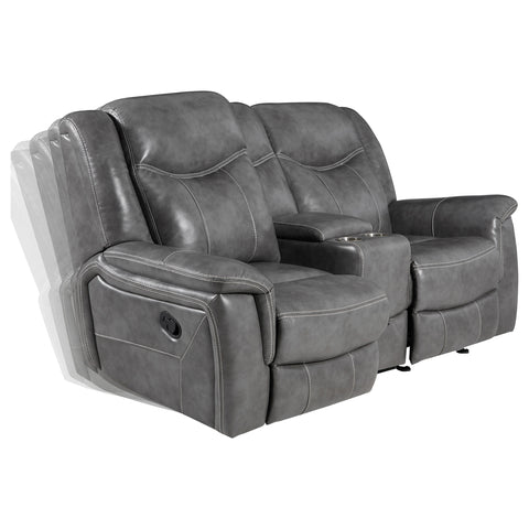 Keaton Upholstered Padded Arm Glider Loveseat GreyGrey