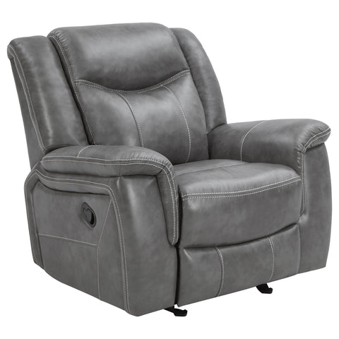 Keaton Upholstered Padded Arm Glider Recliner GreyGrey