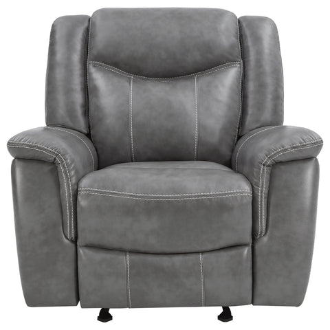 Keaton Upholstered Padded Arm Glider Recliner GreyGrey