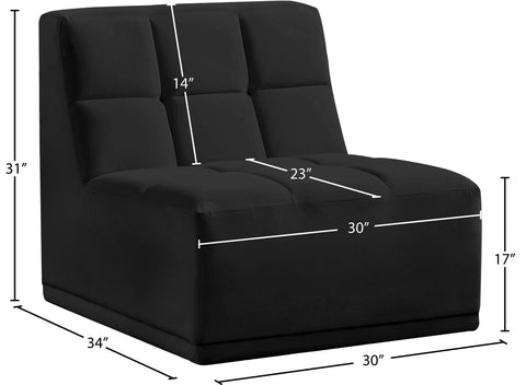 Destiny Black Velvet Armless Chair Armless