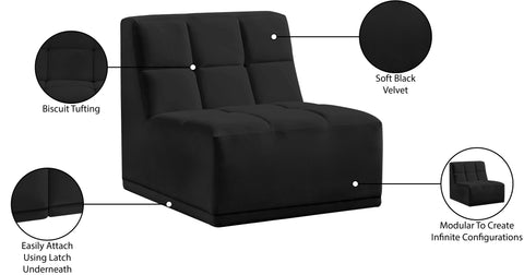 Destiny Black Velvet Armless Chair Armless