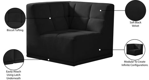 Destiny Black Velvet Corner Chair Corner